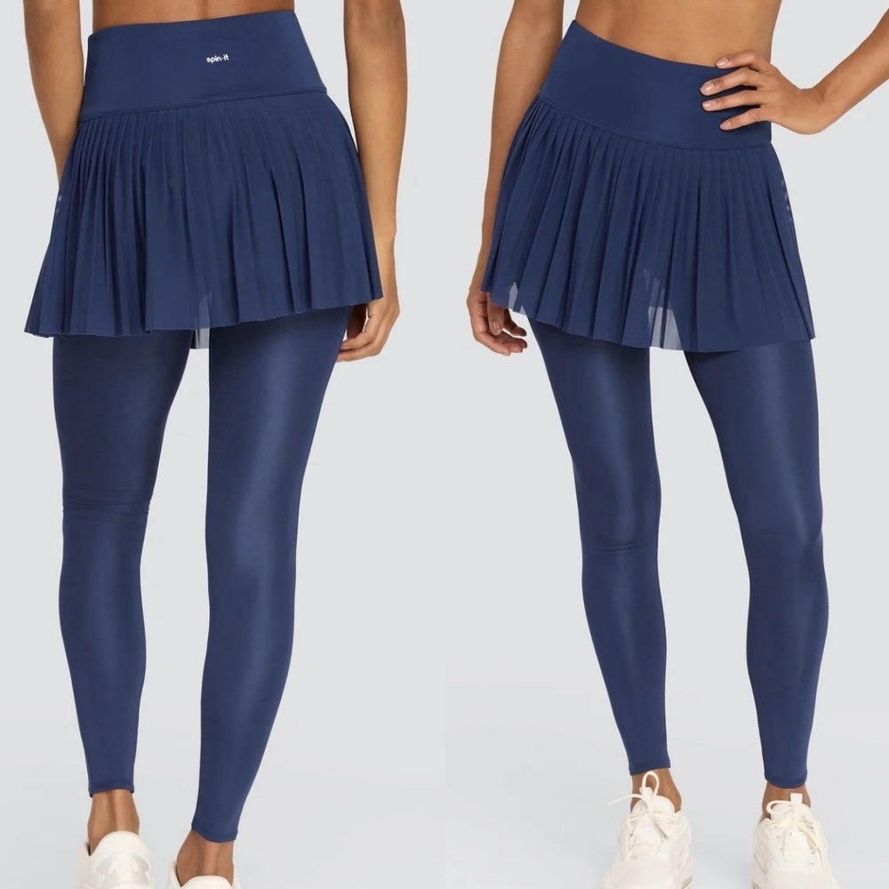 Spin It Allegro Hi-Rise Skirted Legging Navy Blue Athletic Tennis Feminine XXL